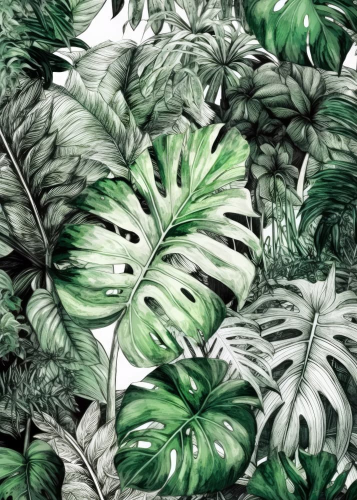 Lush Tropical Leaves by Justyna Jaszke — canvas wall art