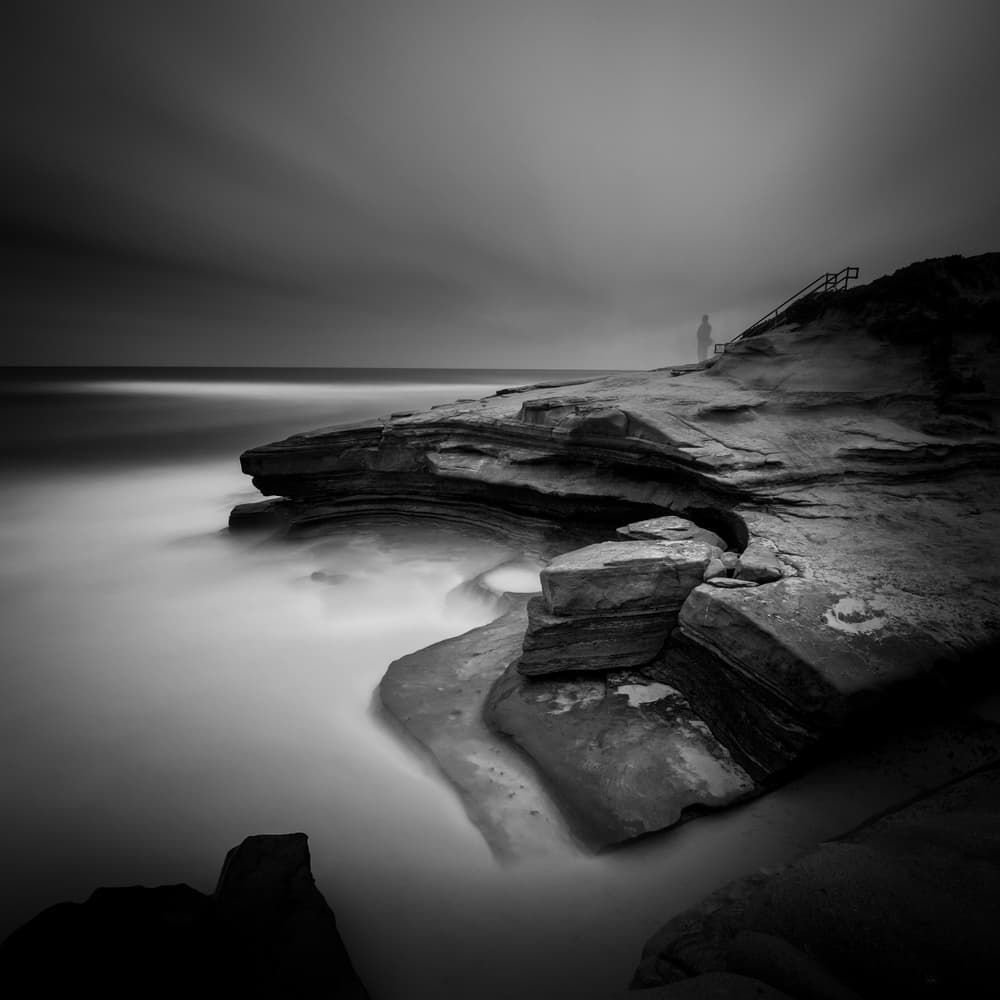 Lone Figure Coastal View by Yi Fan — canvas wall art