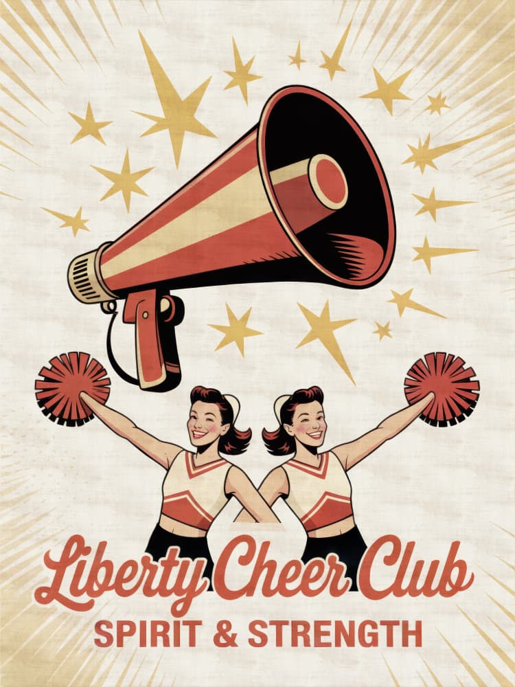 Vintage Cheerleading Spirit by Andreas Magnusson — canvas wall art
