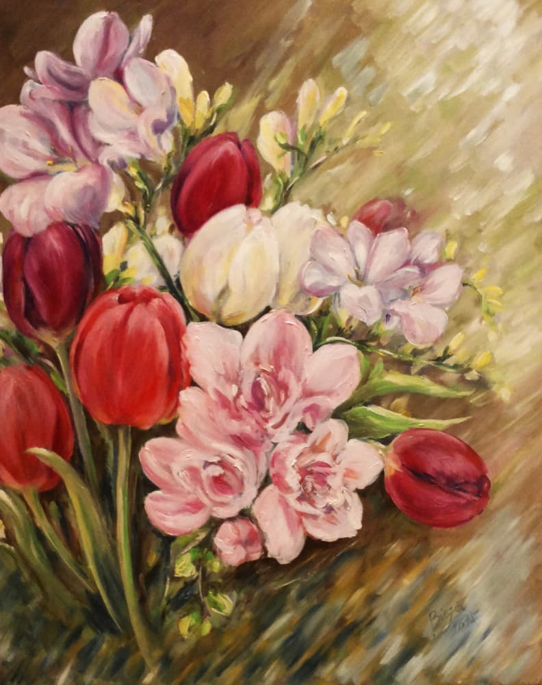 Colorful Spring Bouquet by Anda Bieza — canvas wall art