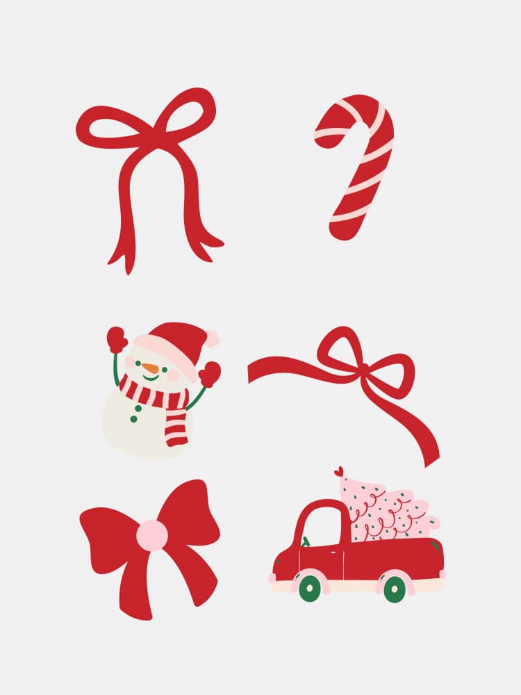 Cute Christmas Bow Ensemble - Red by Jolly and Dash — canvas wall art