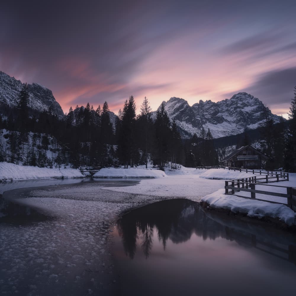 Alpine Winter Twilight by Thomas de Franzoni — canvas wall art