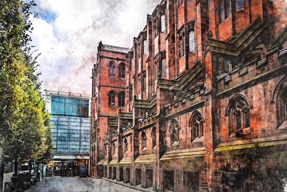 Historic Red Building by Justyna Jaszke — canvas wall art