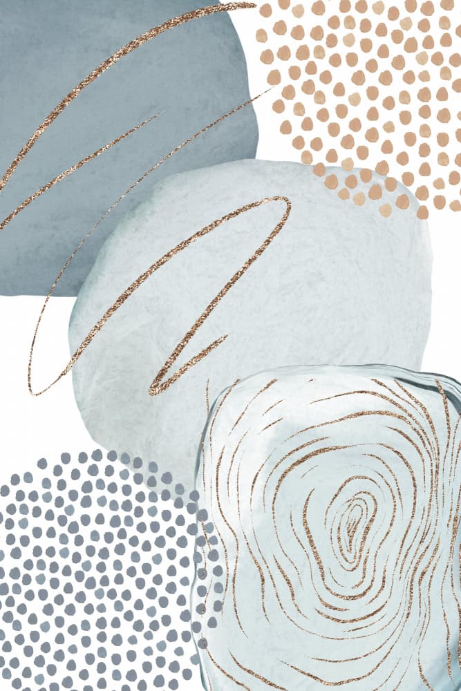 Abstract Blue Gold Shapes by Sally Ann Moss — canvas wall art