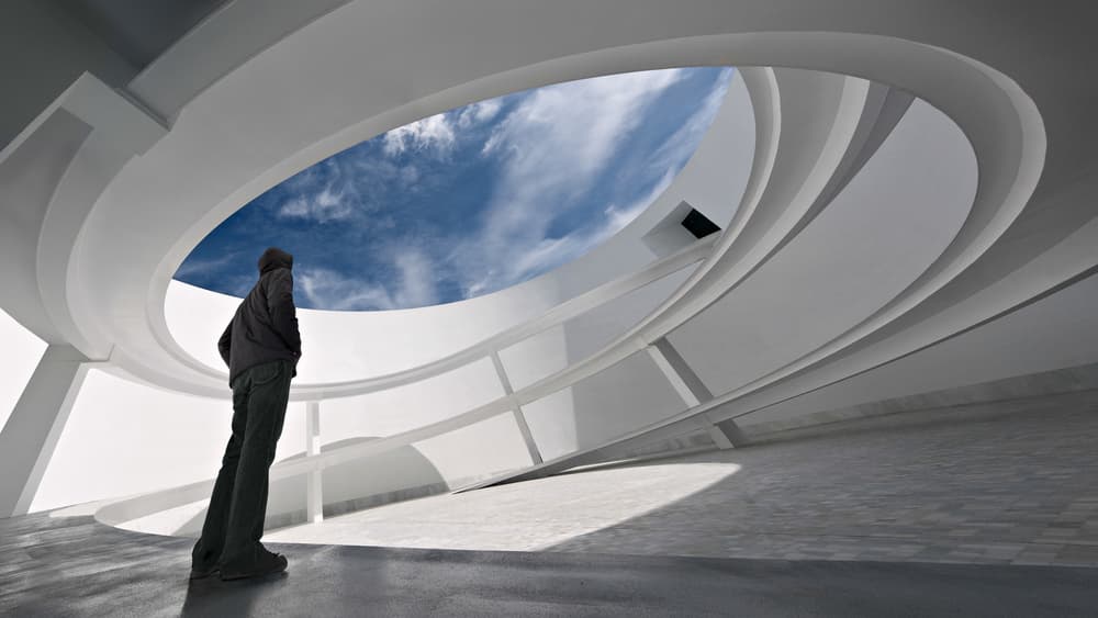 Man In Modern Architecture by Antonio Luis Martinez — canvas wall art
