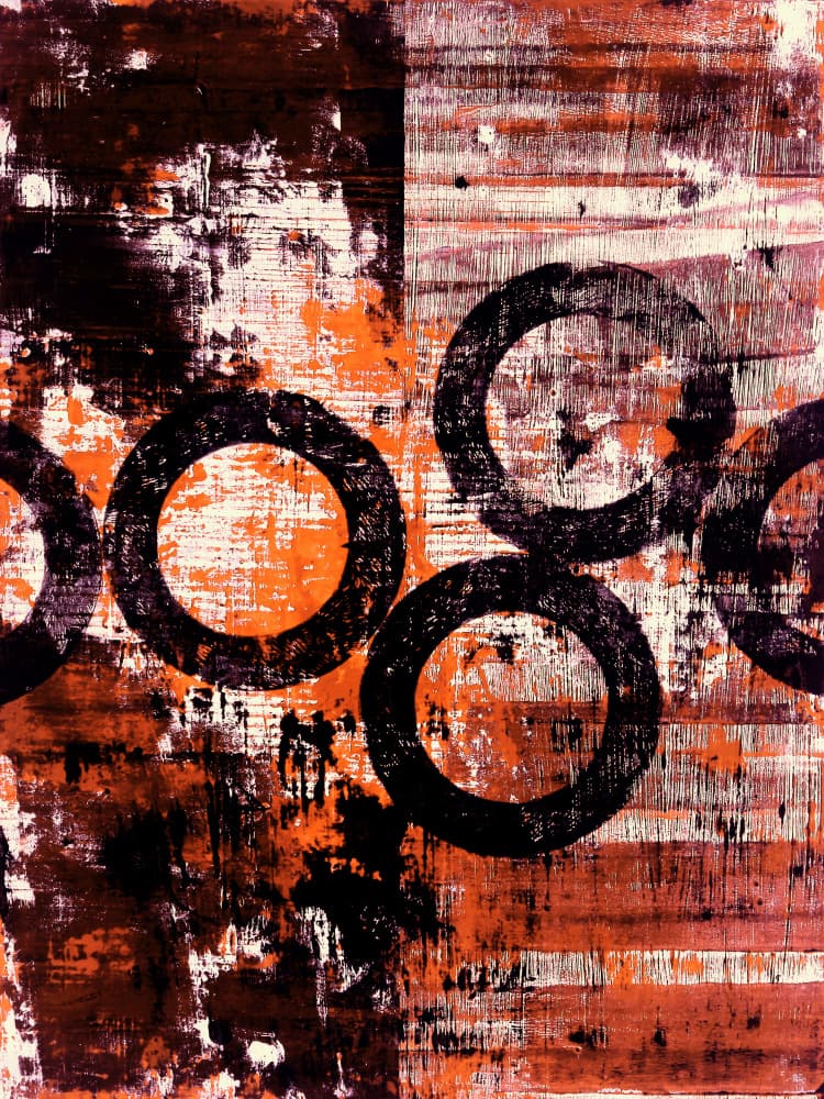Grungy Orange Circles by Petr Strnad — canvas wall art