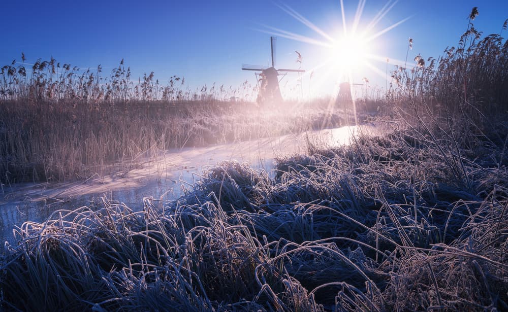 Frosty Morning Windmills by Juan Pablo de Miguel — canvas wall art