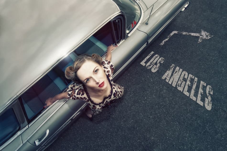 Los Angeles Retro Style by Reinhard Block — canvas wall art