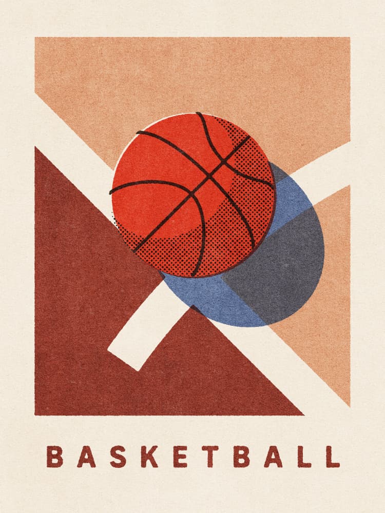 Retro Basketball Court by Daniel Coulmann — canvas wall art