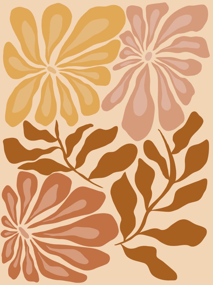 Boho Floral Earth Tones by Miho Art Studio — canvas wall art