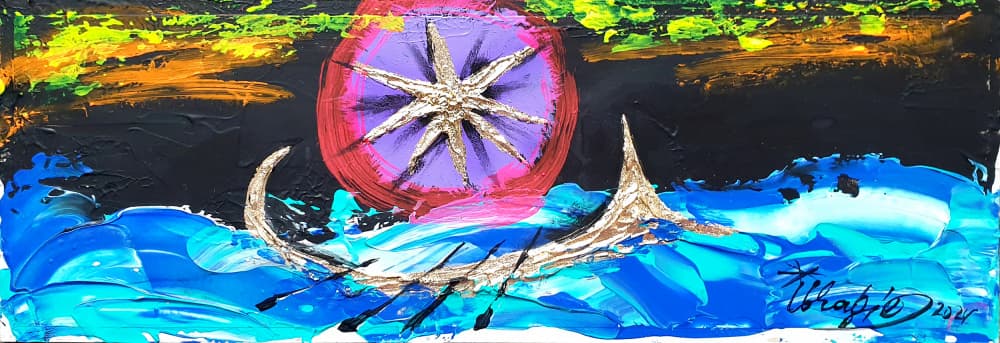 Golden Boat Under Star by Kanat Ibragimov — canvas wall art