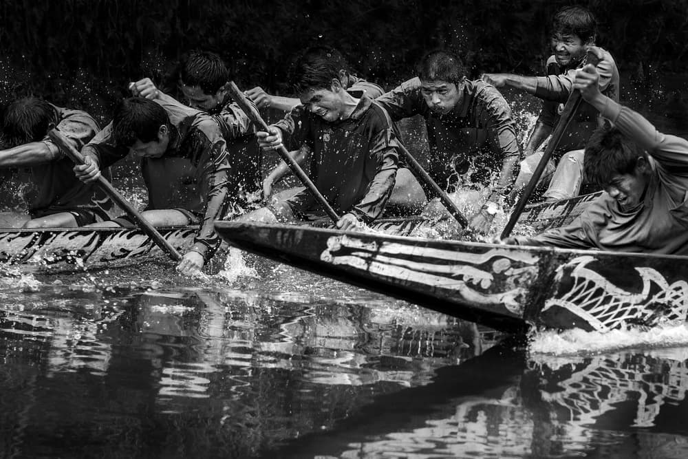 Intense Dragon Boat Race by Ekkachai Khemkum — canvas wall art