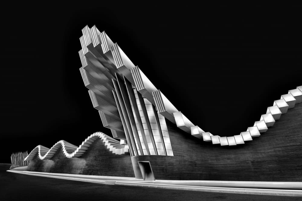 Dynamic Architectural Waves by jordiegeatorrent — canvas wall art