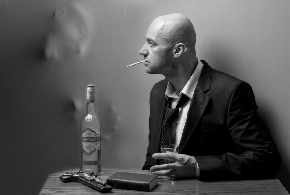 Pensive Man Drinking Vodka by Korpan Pavlo — canvas wall art