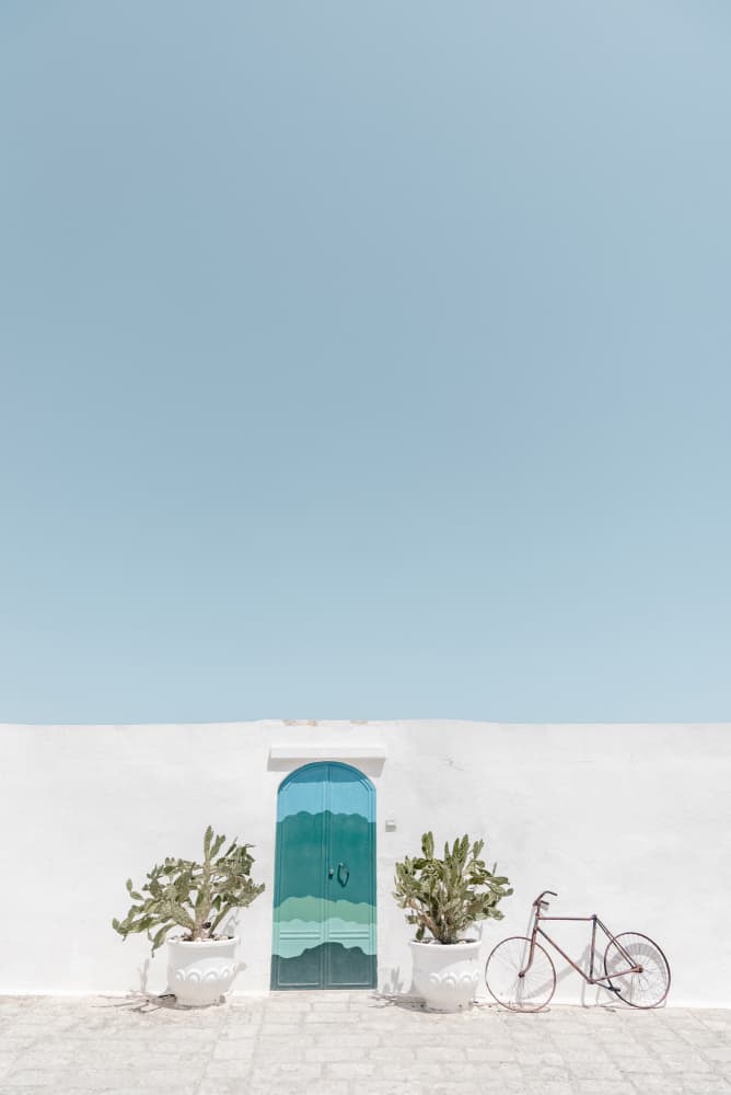Blue Door Vintage Bike by Photolovers — canvas wall art