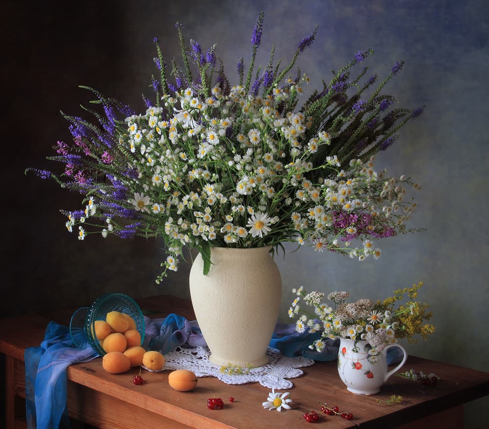 Wildflowers and Apricots by Tatyana Skorokhod — canvas wall art