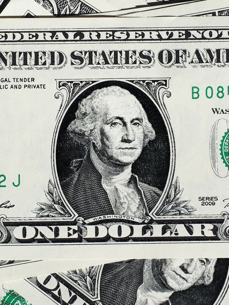 George Washington Dollar Bill by Pictufy Studio IV — canvas wall art
