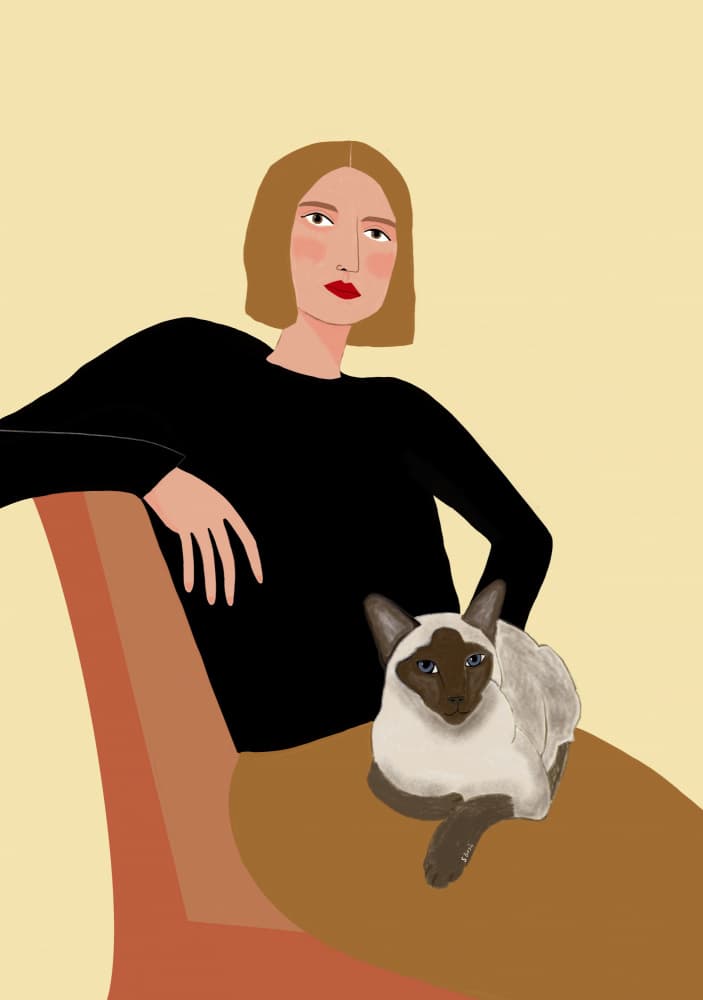 Woman and Siamese Cat by Sharyn Bursic — canvas wall art