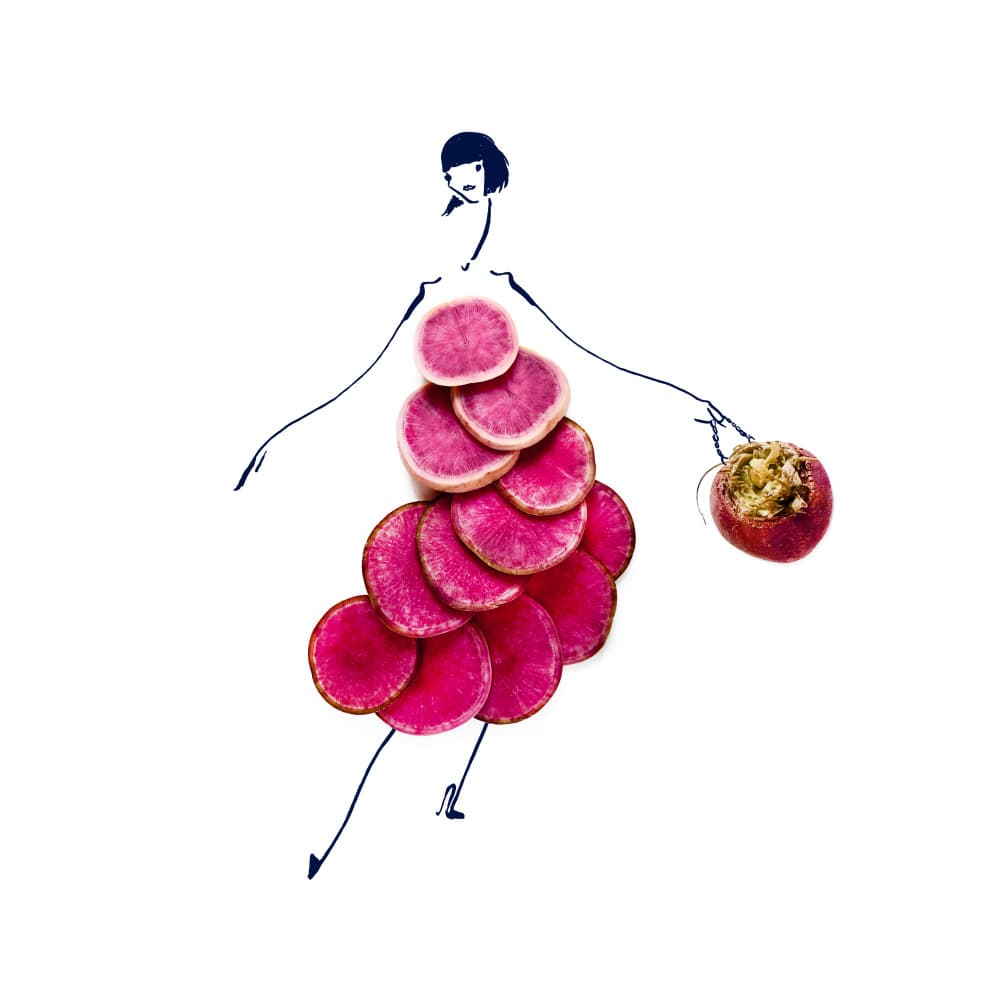 Whimsical Radish Dress by Gretchen Roehrs — canvas wall art