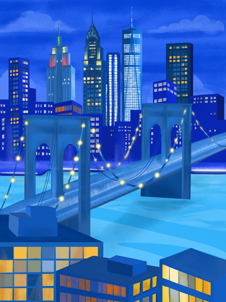 New York At Night by Petra Lizde — canvas wall art