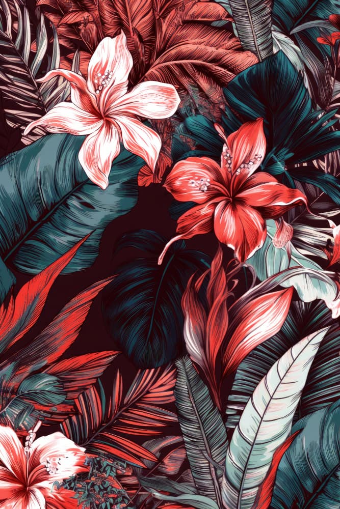 Vibrant Tropical Hibiscus by Justyna Jaszke — canvas wall art