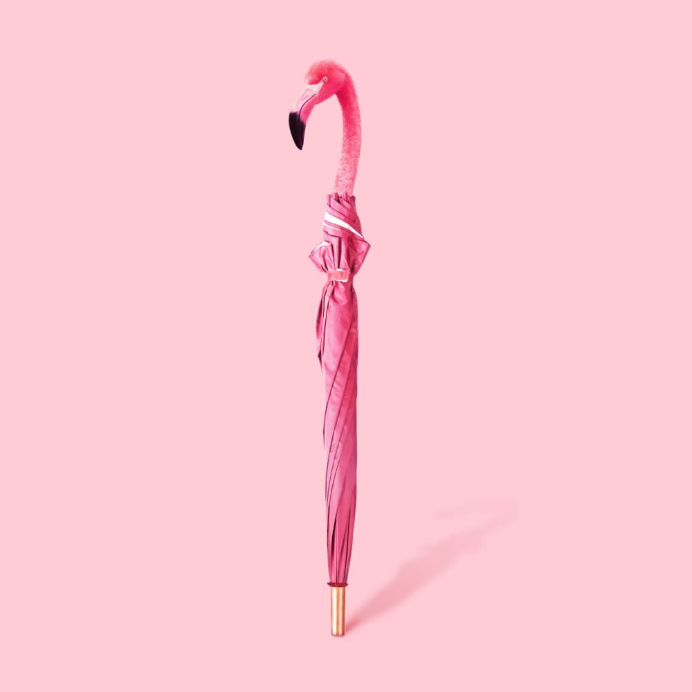 Pink Flamingo Umbrella by Artem Pozdniakov — canvas wall art