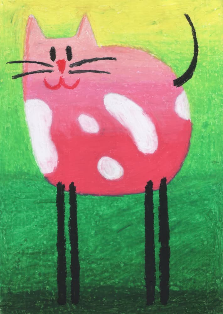 Whimsical Pink Cat by Kulik — canvas wall art