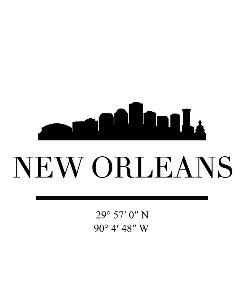 New Orleans Cityscape Coordinates by Emiliano Deificus — canvas wall art