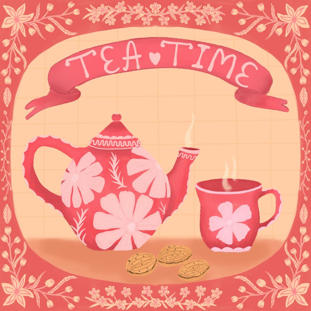 Cozy Tea Time by Aliya Putrus — canvas wall art