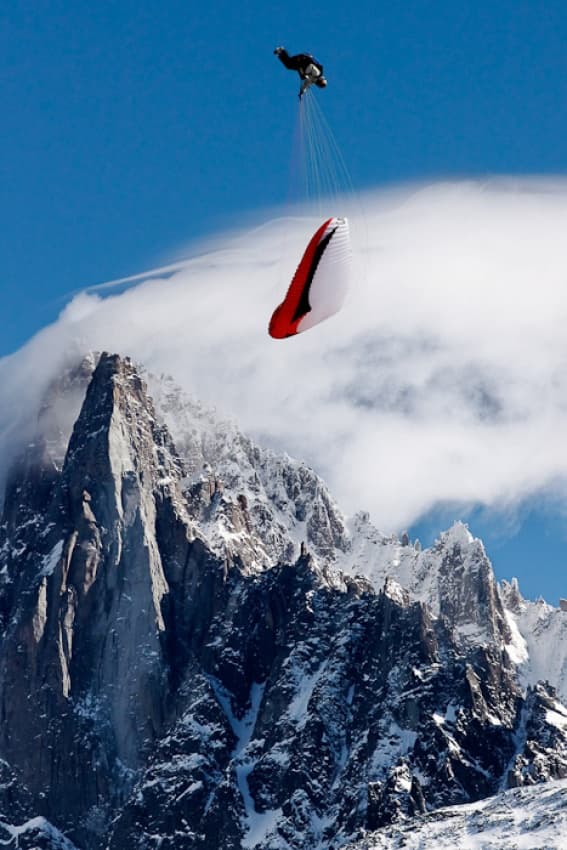 Alpine Paragliding Flight by Tristan Shu — canvas wall art