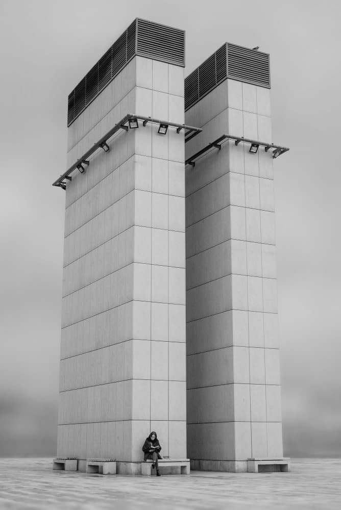 Concrete Towers Lone Figure by pphgallery — canvas wall art