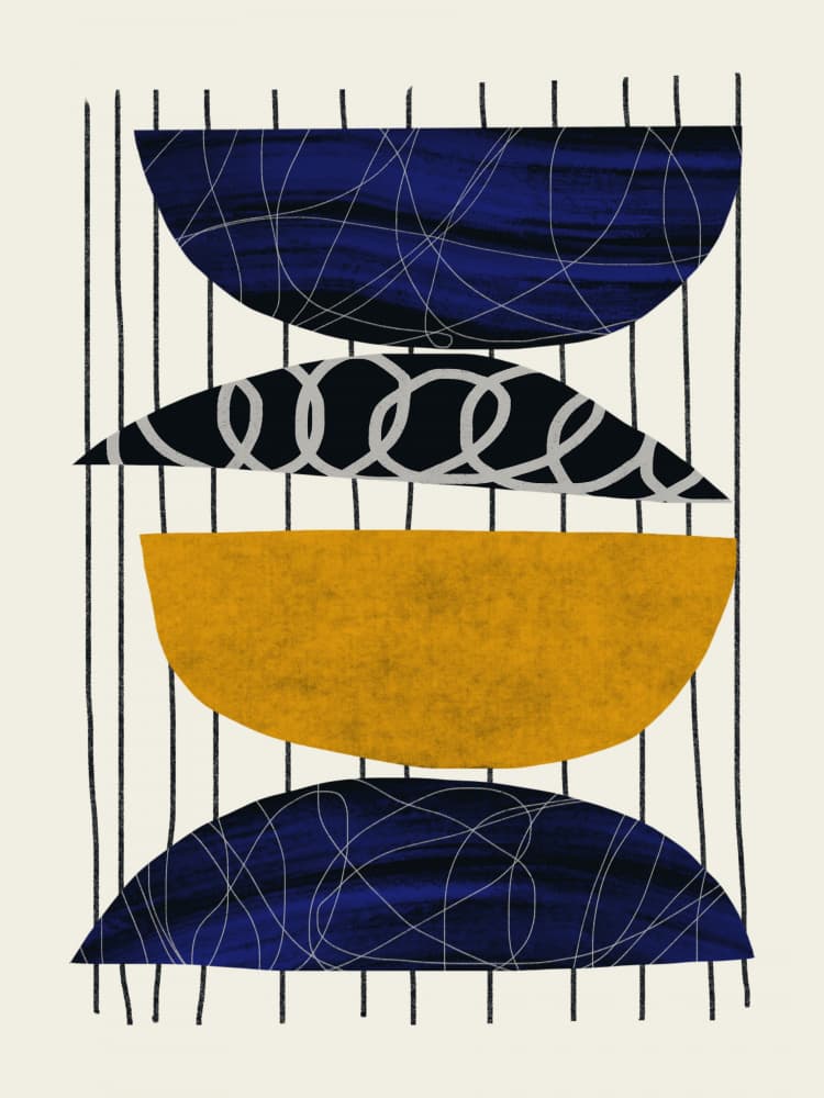 Blue Yellow Balance by Little Dean — canvas wall art
