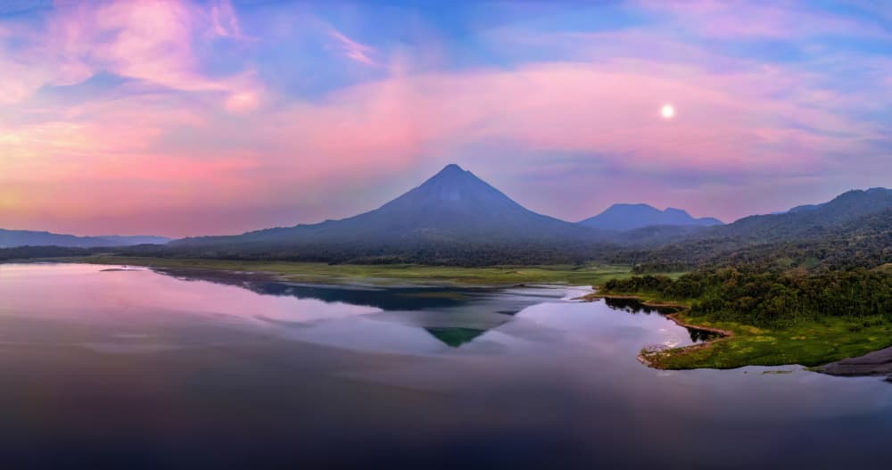 Pink Sky Mountain Reflection by Jie Jin — canvas wall art