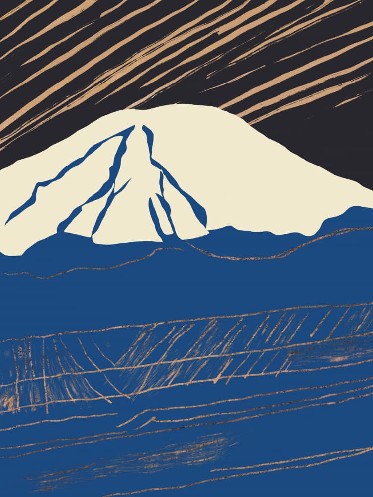 Mount Fuji Golden Sky by Little Dean — canvas wall art