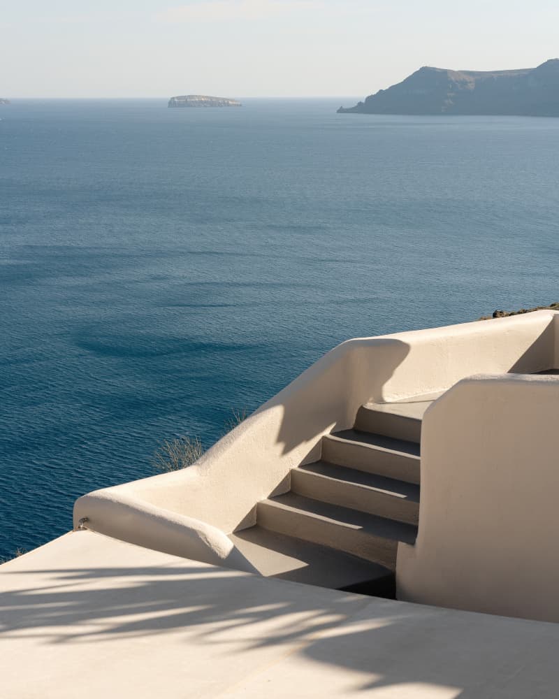 White Steps Blue Sea by Minorstep — canvas wall art
