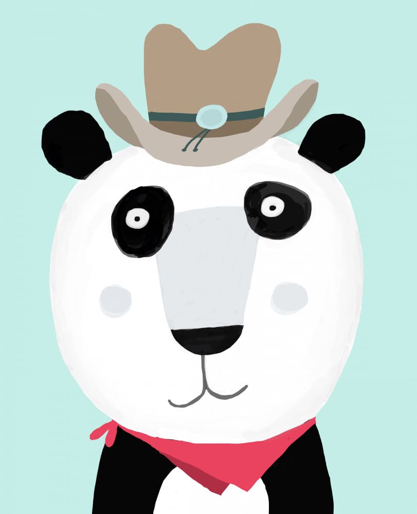 Cowboy Panda Friend by Carla Daly — canvas wall art