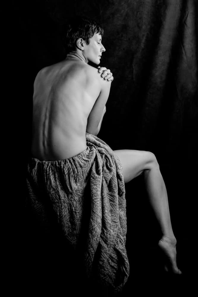 Pensive Woman Draped by Eiji Yamamoto — canvas wall art