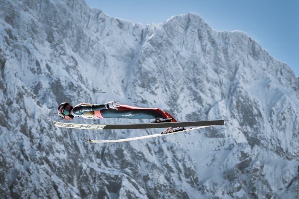 Winter Ski Jump Flight by Aljaz Pristov — canvas wall art