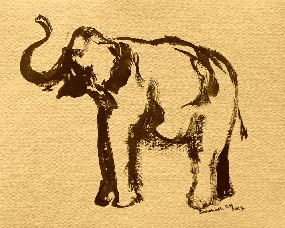 Majestic Elephant Sketch by Santhosh ch — canvas wall art