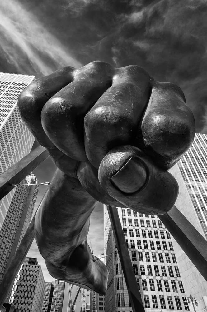 Clenched Fist City Monument by Tom Egel — canvas wall art