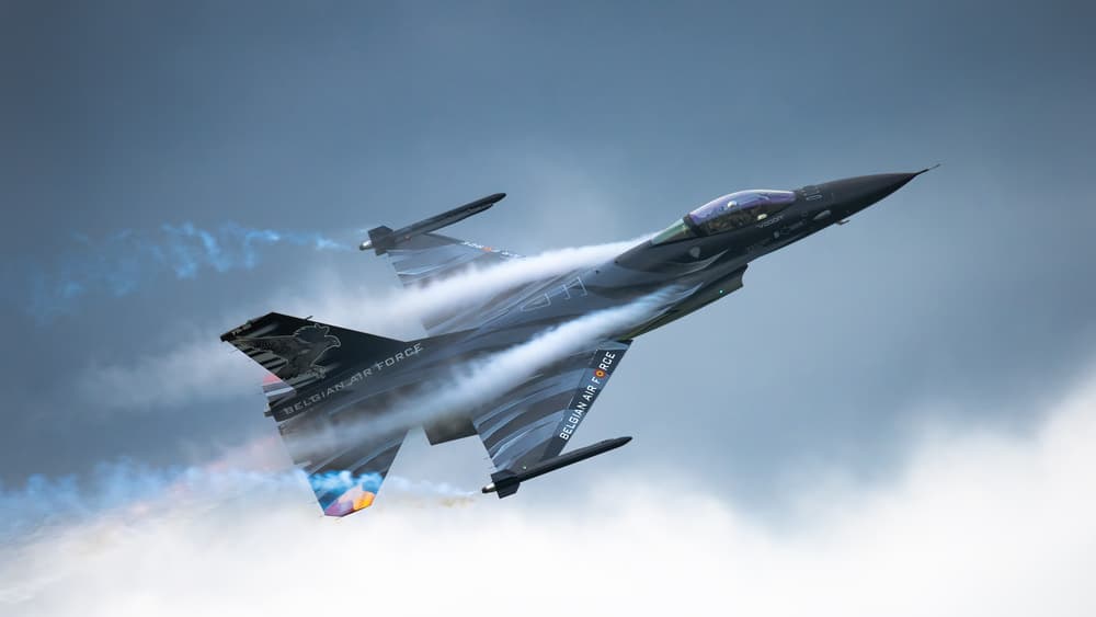 Fighter Jet Vapor Trails by Piotr Wrobel — canvas wall art
