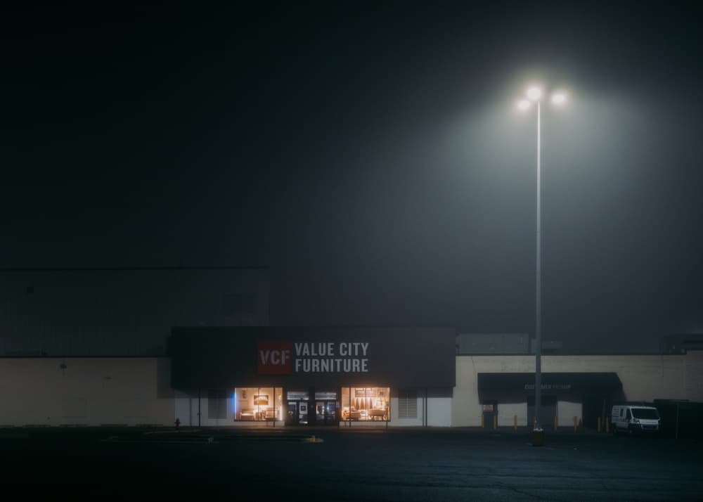 Foggy Furniture Store Night by Scott J. Pilla — canvas wall art