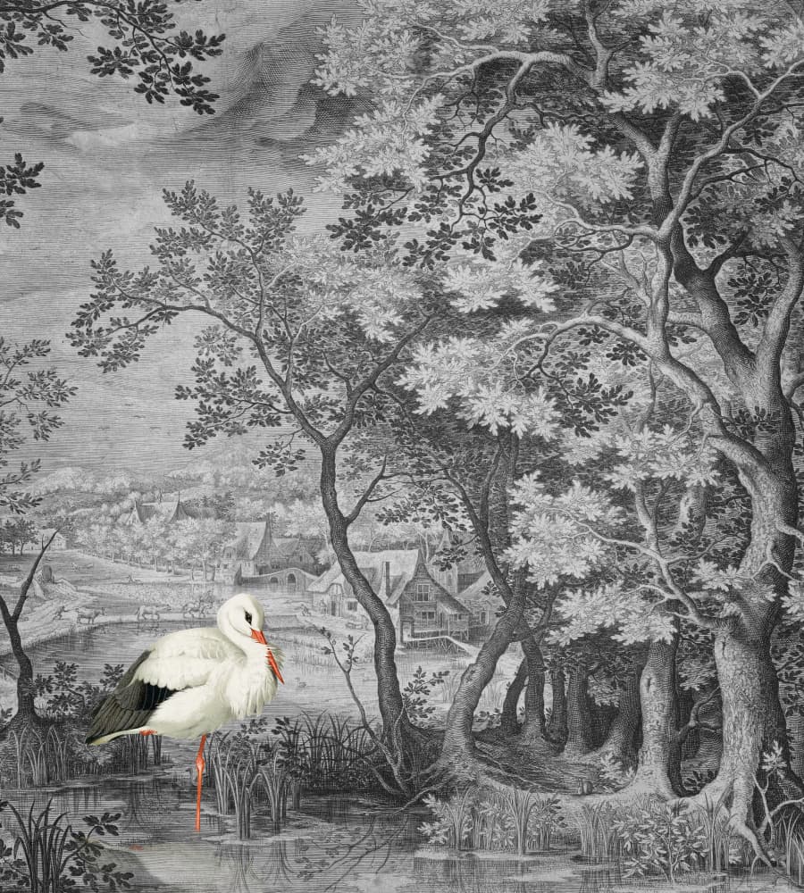 White Stork Tranquil Forest