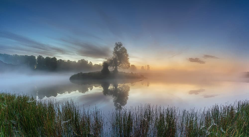 Misty Lake Morning by Keller — canvas wall art