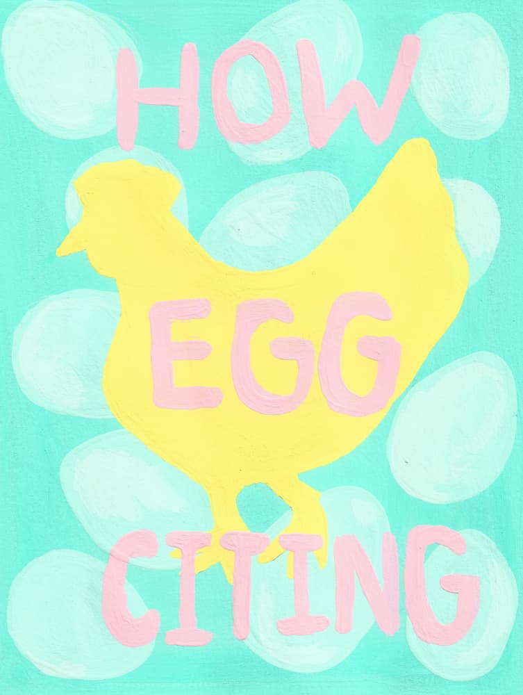 How Eggciting Chicken by Lerin Freyou — canvas wall art