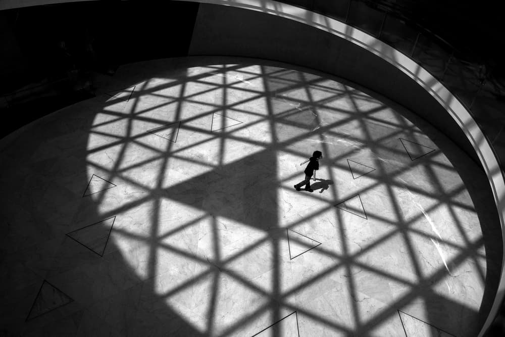 Child In Geometric Shadows by Ekkachai Khemkum — canvas wall art