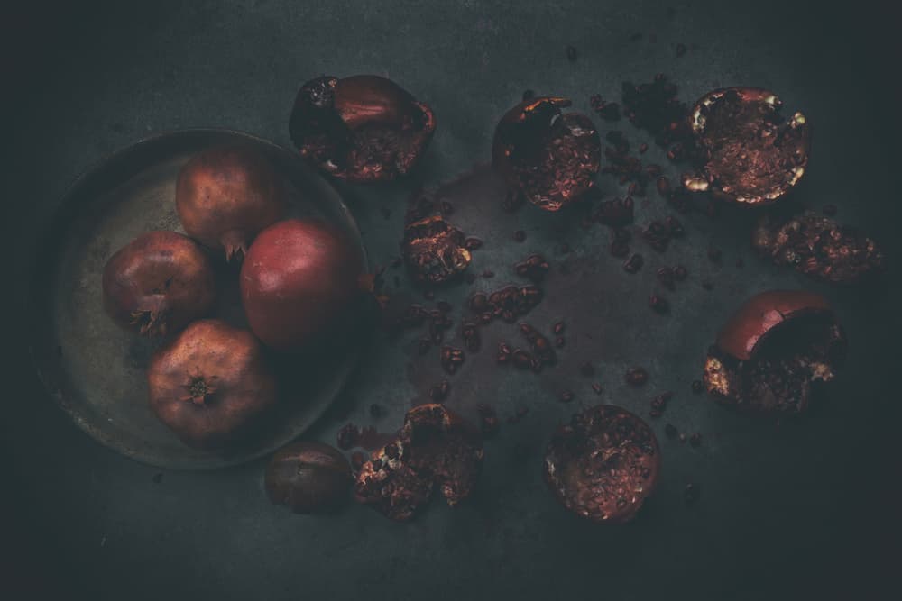 Dark Pomegranates Still Life by Saleh Swid — canvas wall art