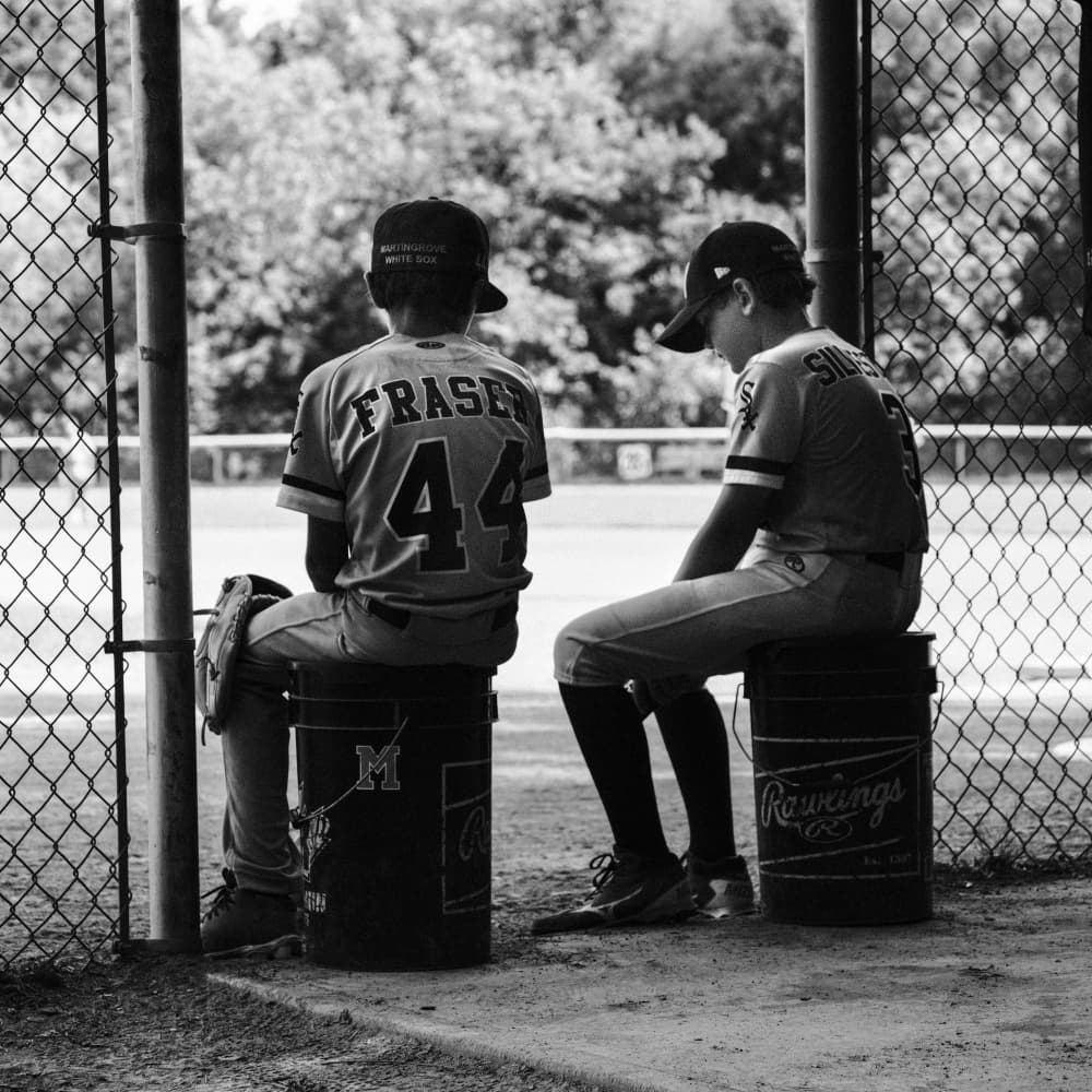 Baseball Boys Waiting by Fabiano Iannetta — canvas wall art