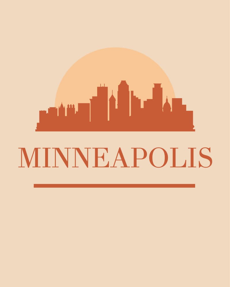 Minneapolis Sunset Skyline by Emiliano Deificus — canvas wall art