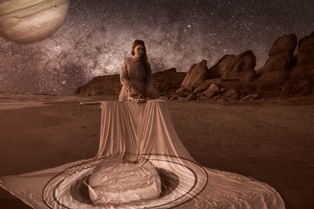 Woman Under Saturn's Sky by Dov Fuchs — canvas wall art